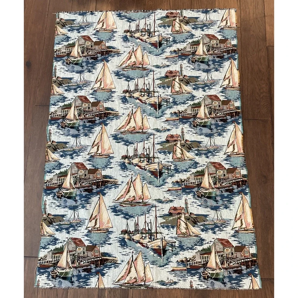 Lighthouse Sailboats Lighthouse‎ Tapestry Upholstery Decorator Fabric 37X54